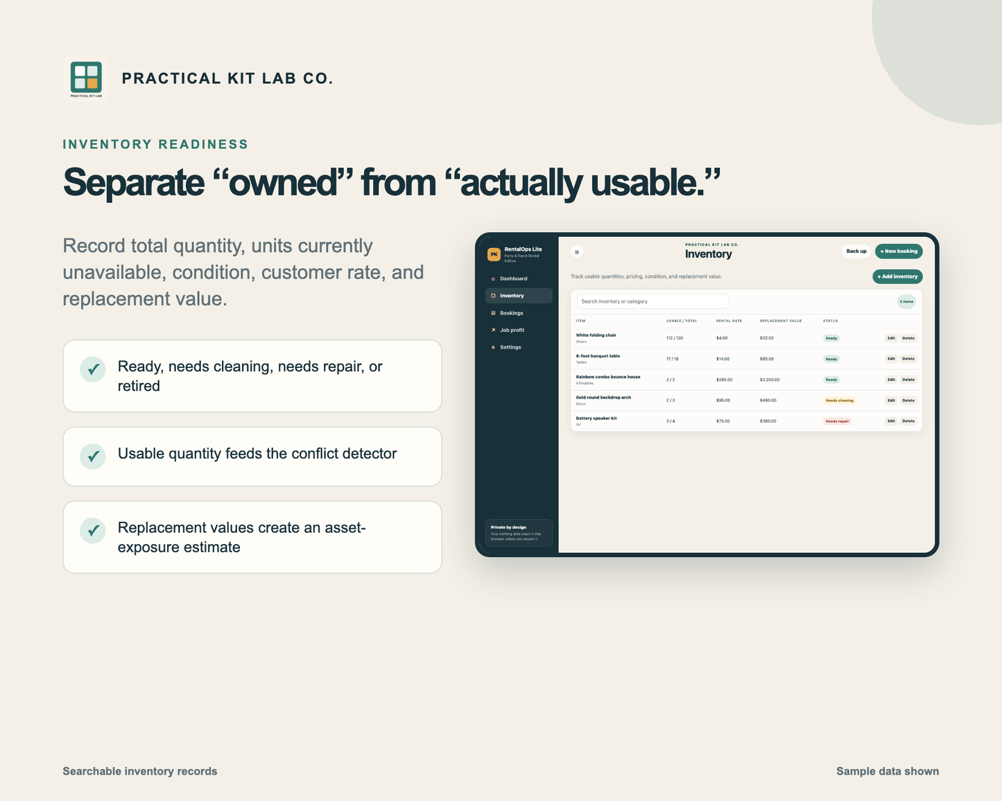 RentalOps Lite: Party Rental Booking, Inventory & Quote App
