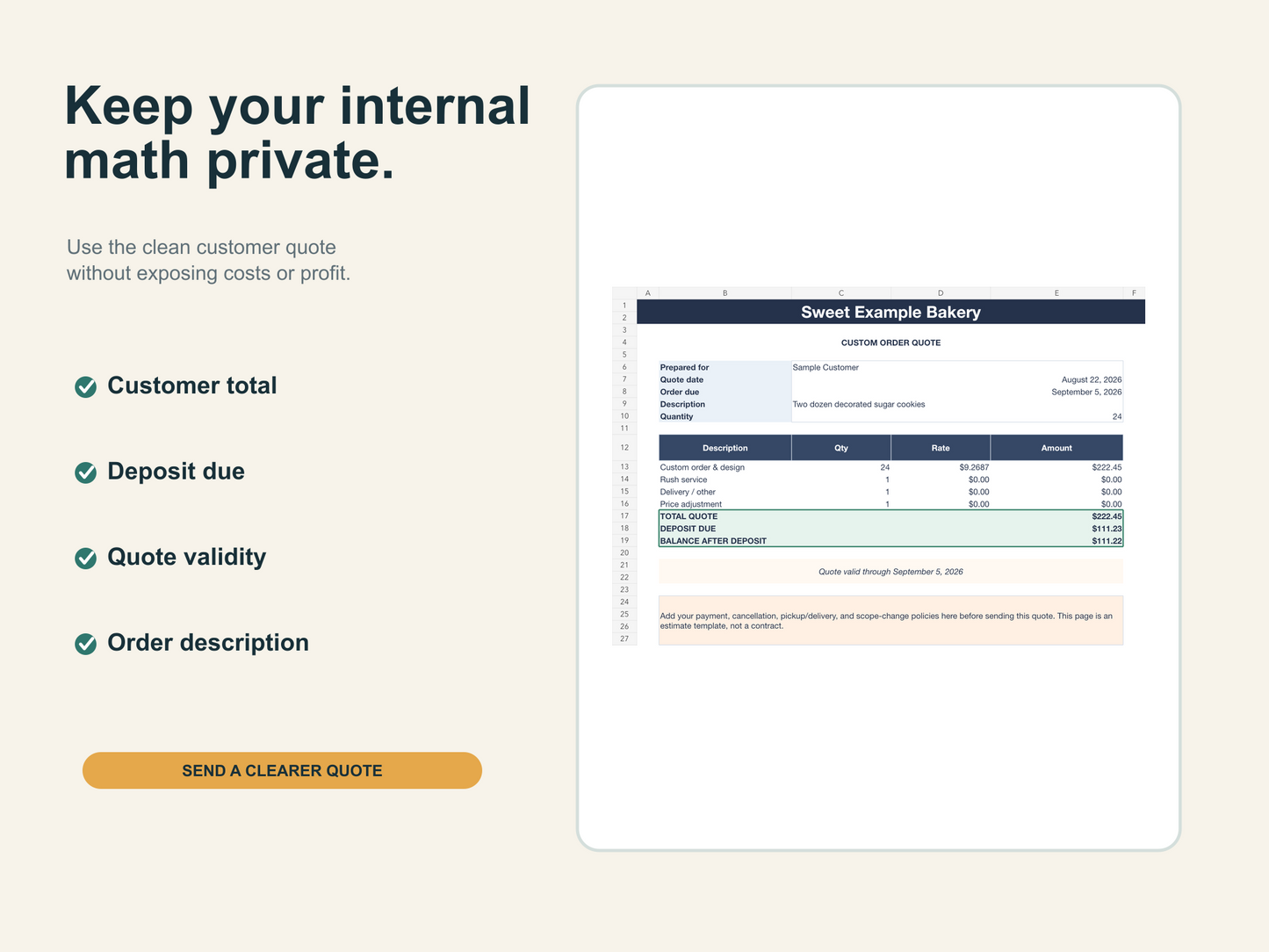 Home Bakery Pricing Calculator — Excel & Google Sheets