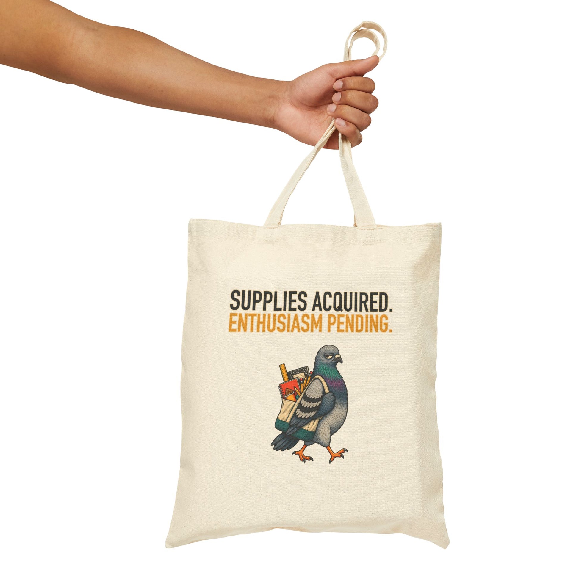 Supplies Acquired Petty Pigeon Tote, natural canvas tote worn over the shoulder
