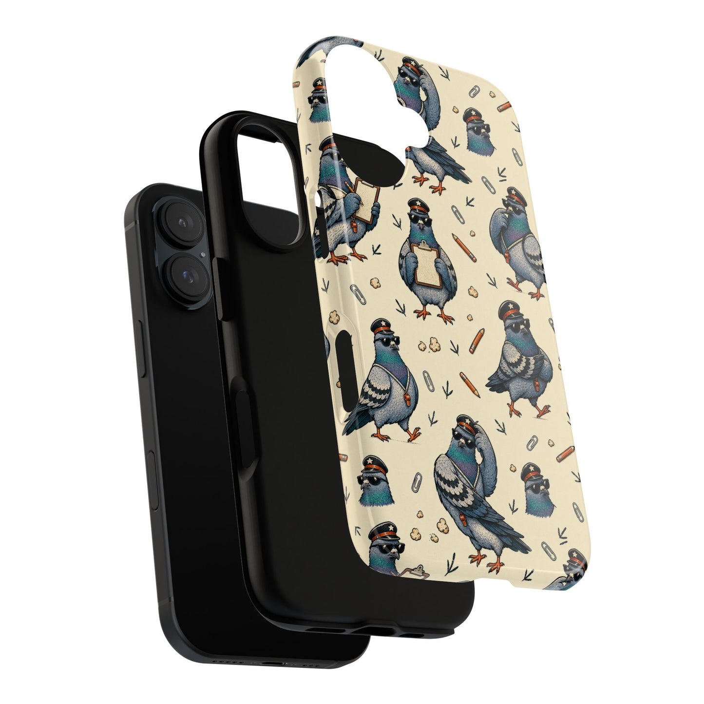 Petty Pigeon Pattern Tough Phone Case, protective two-piece case construction