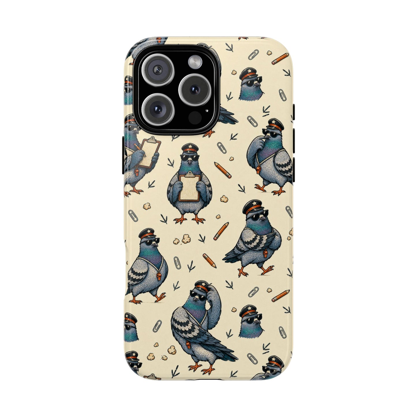 Petty Pigeon Pattern Tough Phone Case, tough phone case front view