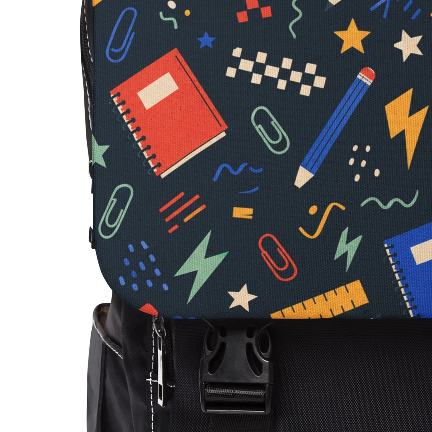 School Doodle Backpack, Dark Academic Oxford Canvas Laptop Bag for Teachers and Students