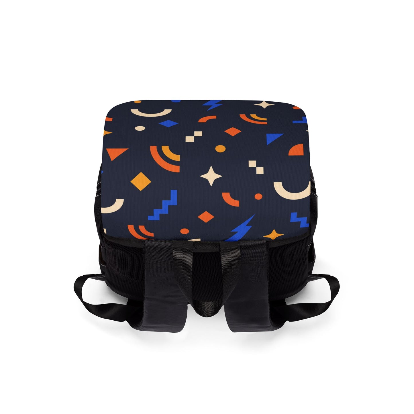 Midnight Geometric Backpack, Colorful Oxford Canvas Laptop Bag for College and Commuting