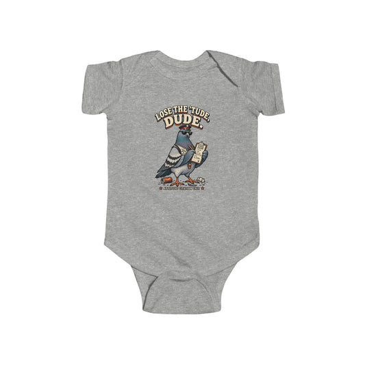 Lose the ’Tude Dude Baby Bodysuit, Heather infant bodysuit front view