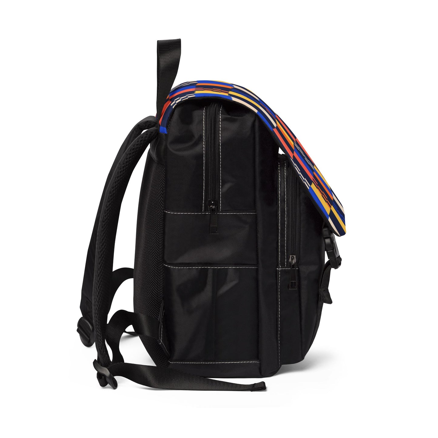 Color Check Backpack, Bold Checkerboard Oxford Canvas Laptop Bag for Teens and College