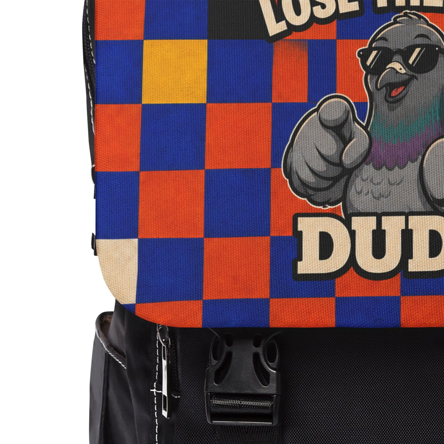 Petty Pigeon Backpack, Lose the Tude Dude Checkerboard School Bag for Teens and College