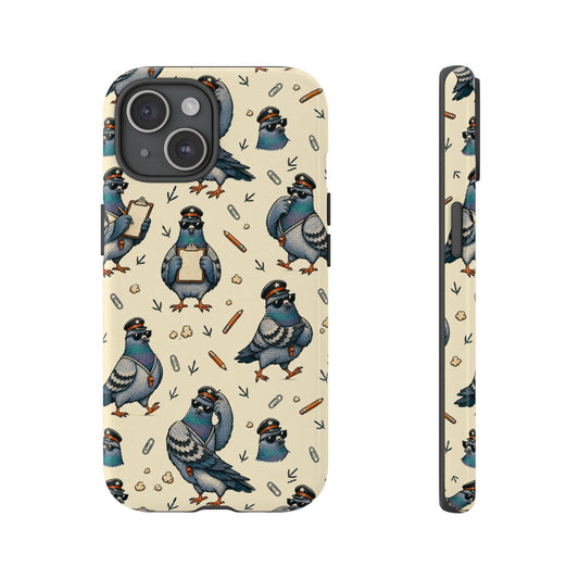 Petty Pigeon Pattern Tough Phone Case, tough phone case front and side view