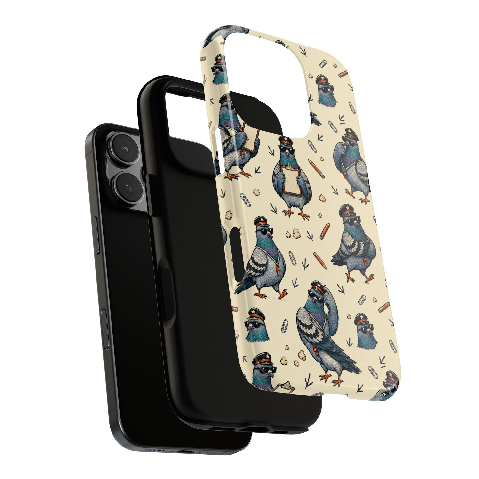 Petty Pigeon Pattern Tough Phone Case, protective two-piece case construction