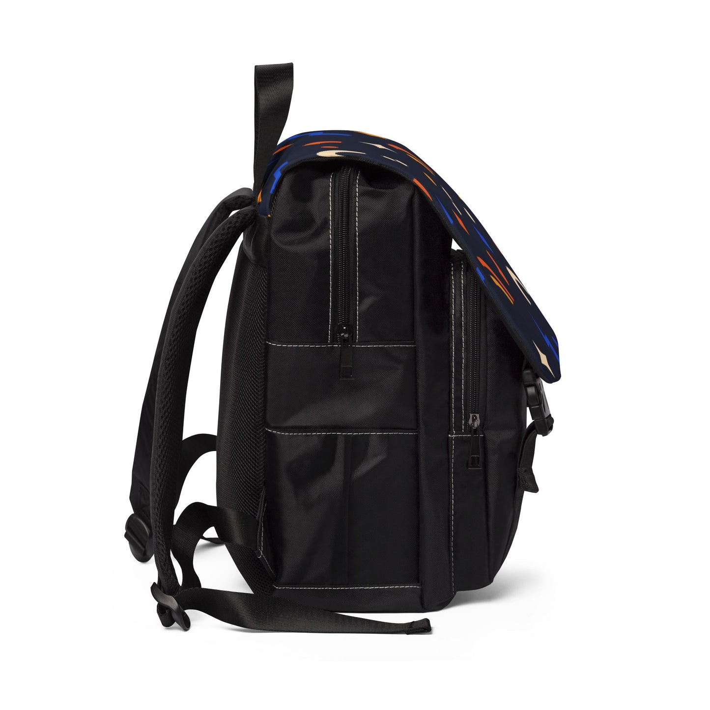 Midnight Geometric Backpack, Colorful Oxford Canvas Laptop Bag for College and Commuting