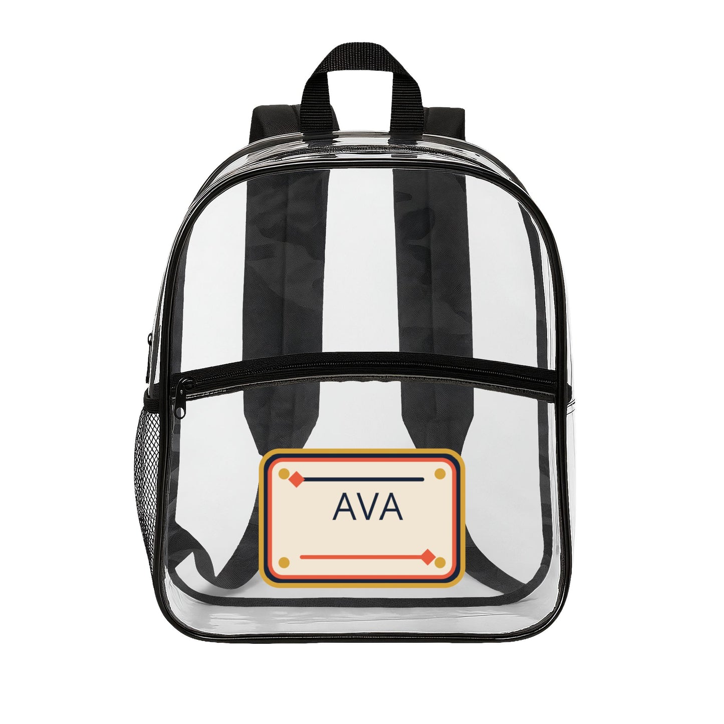 Personalized Clear Backpack, Custom Name Stadium Bag, Concert Travel and School Bag, Age 12 Plus