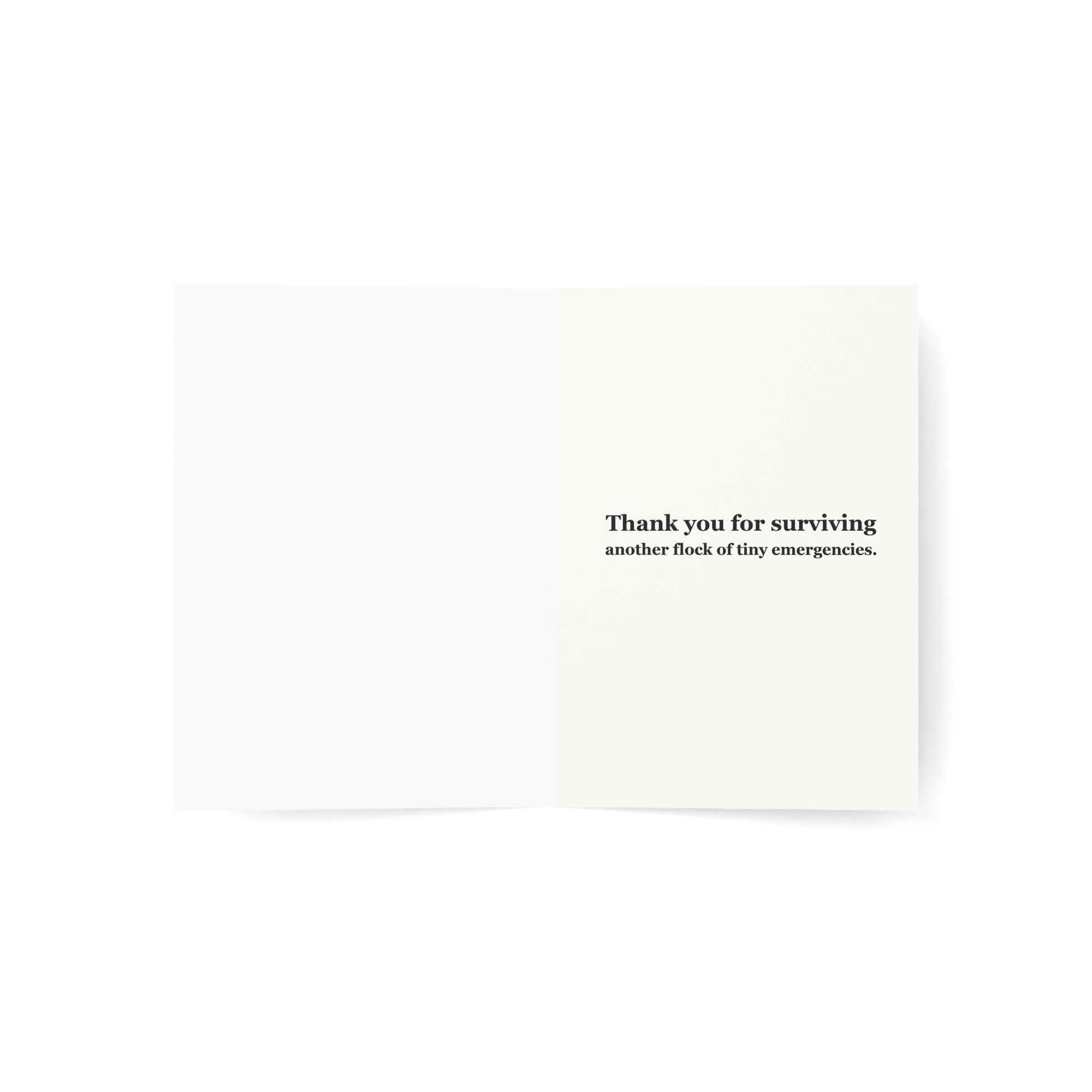 Teacher card inside reading “Thank you for teaching, encouraging, and tolerating the side commentary.”