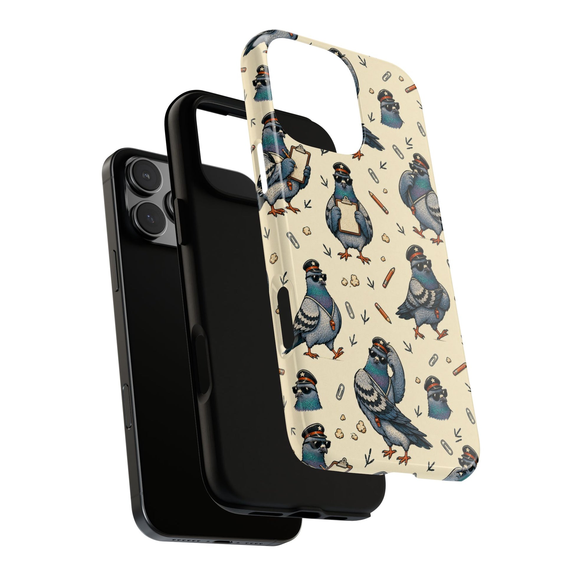 Petty Pigeon Pattern Tough Phone Case, protective two-piece case construction