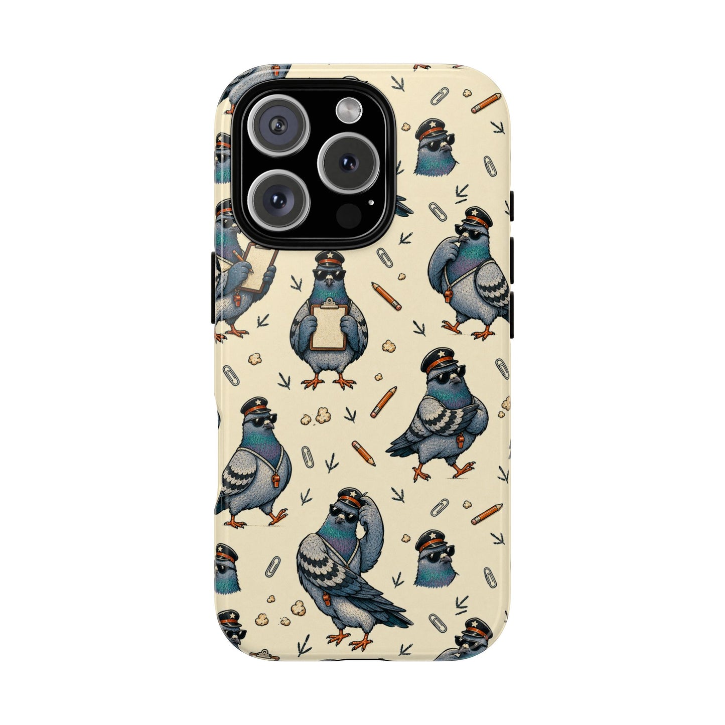 Petty Pigeon Pattern Tough Phone Case, tough phone case front view