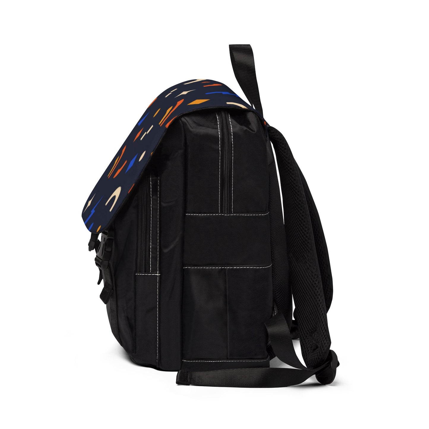 Midnight Geometric Backpack, Colorful Oxford Canvas Laptop Bag for College and Commuting