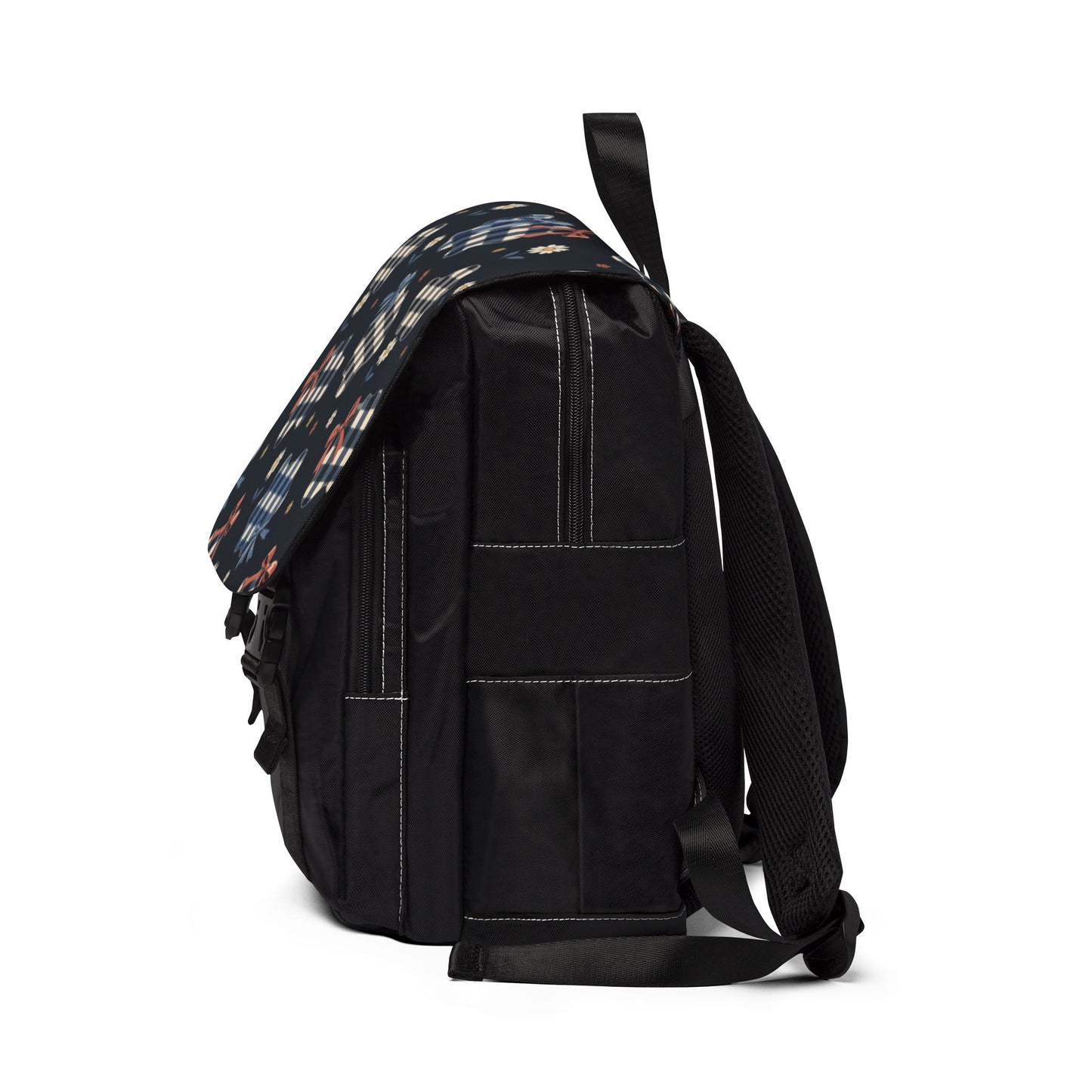 Bow and Gingham Backpack, Preppy Oxford Canvas Laptop Bag for Teens and College