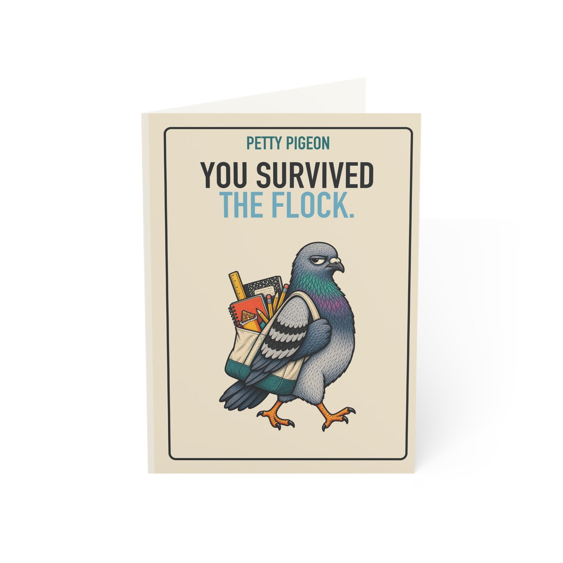 You Survived the Flock Teacher Card front reading “YOU SURVIVED THE FLOCK.”