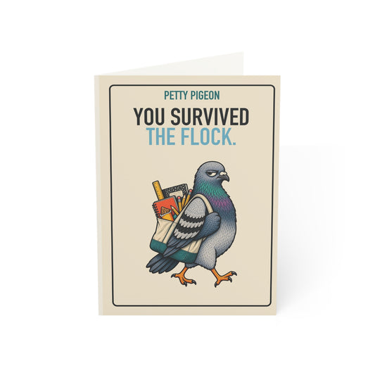 You Survived the Flock Teacher Card front reading “YOU SURVIVED THE FLOCK.”