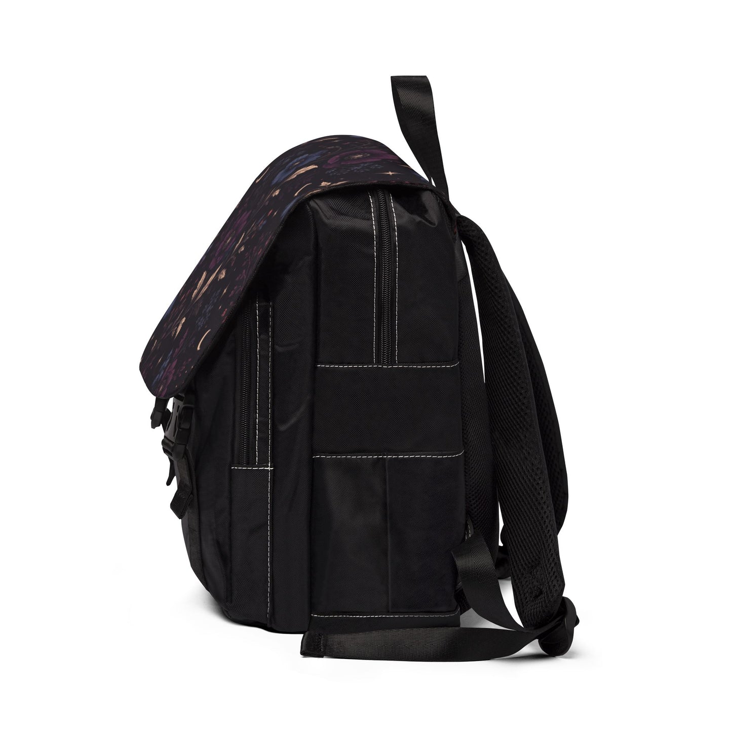 Gothic Floral Backpack, Plum Moon and Wildflower Oxford Canvas Laptop Bag