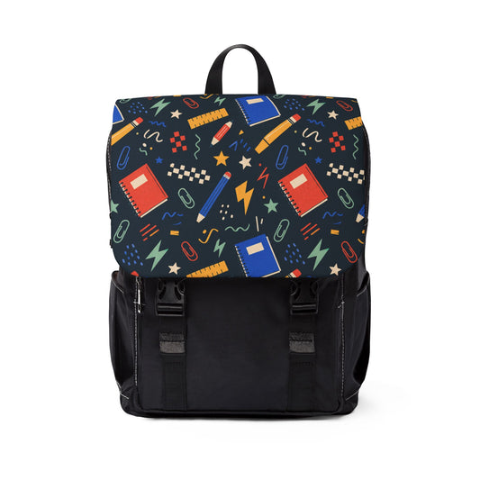 School Doodle Backpack, Dark Academic Oxford Canvas Laptop Bag for Teachers and Students