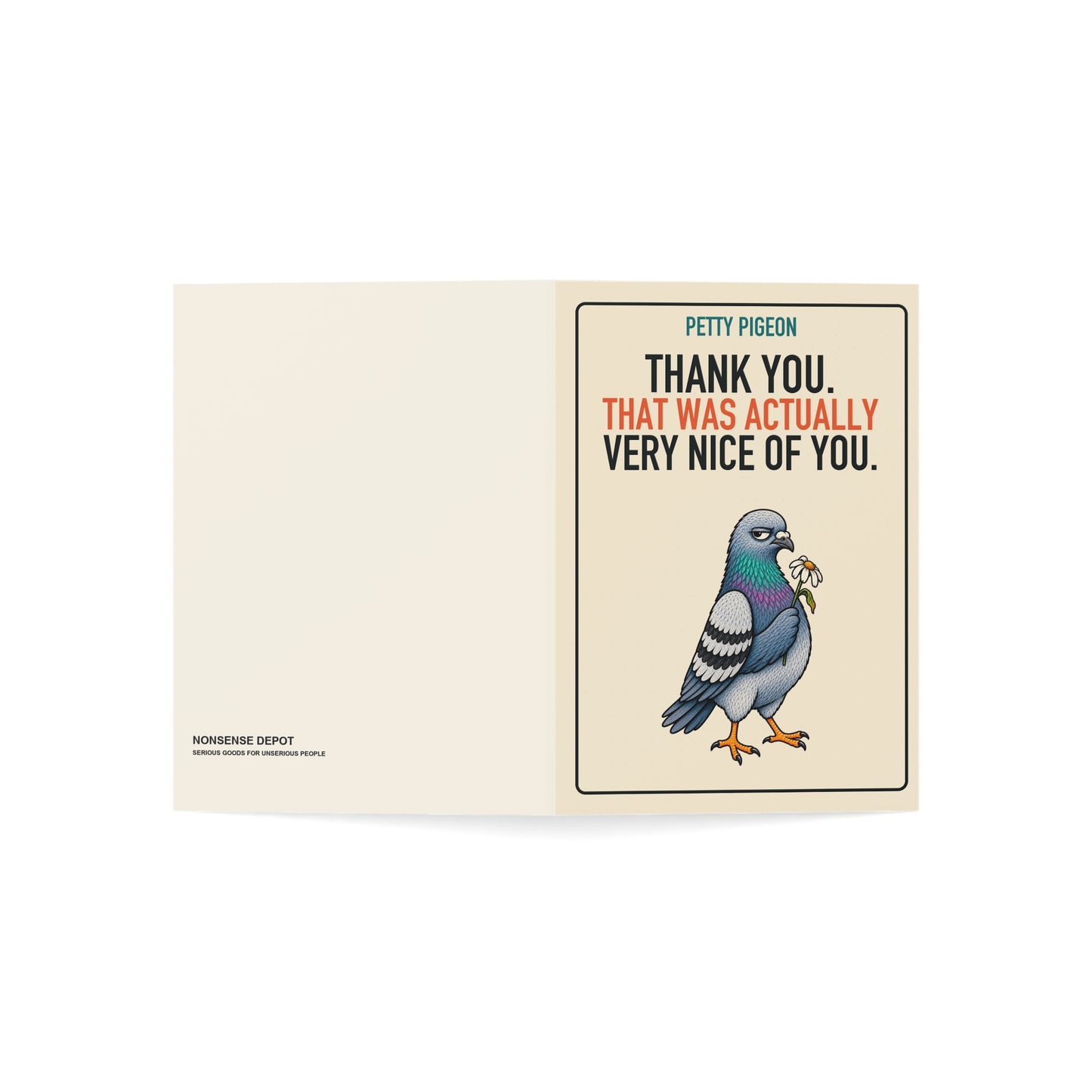 That Was Actually Nice Thank-You Card, open card showing the front and back