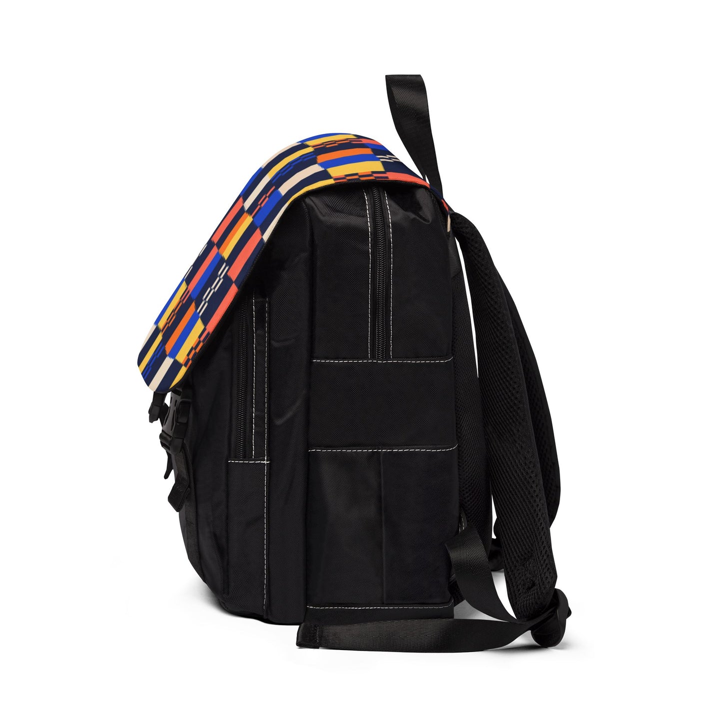 Color Check Backpack, Bold Checkerboard Oxford Canvas Laptop Bag for Teens and College