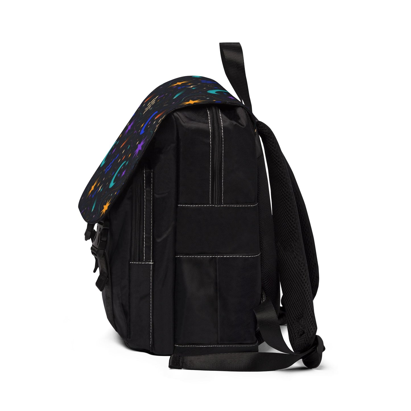 Celestial Backpack, Moon and Stars Oxford Canvas Laptop Bag for College and Travel